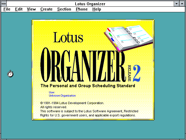 Lotus Organizer 2 - Splash